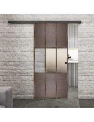 Glasschiebetür BLACK-LINE Loft Rosteisen Genietet 33 Blickdicht