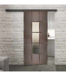 Glasschiebetür BLACK-LINE Loft Rosteisen Genietet 34 Blickdicht