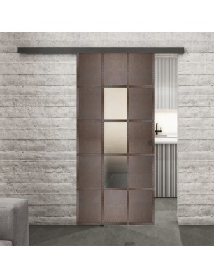 Glasschiebetür BLACK-LINE Loft Rosteisen Genietet 34 Blickdicht