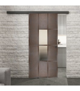 Glasschiebetür BLACK-LINE Loft Rosteisen Genietet 35 Blickdicht
