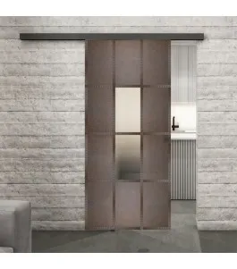 Glasschiebetür BLACK-LINE Loft Rosteisen Genietet 35 Blickdicht