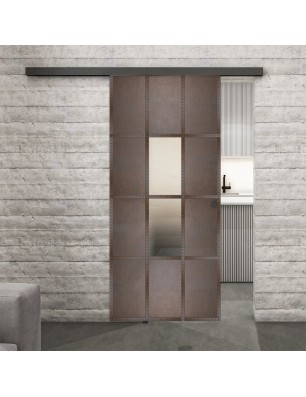 Glasschiebetür BLACK-LINE Loft Rosteisen Genietet 35 Blickdicht