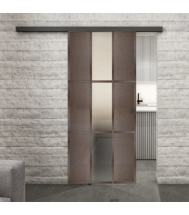 Glasschiebetür BLACK-LINE Loft Rosteisen Genietet 36 Blickdicht