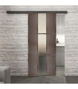 Glasschiebetür BLACK-LINE Loft Rosteisen Genietet 36 Blickdicht