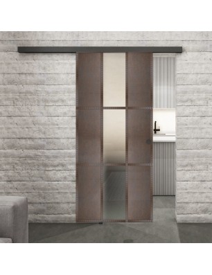 Glasschiebetür BLACK-LINE Loft Rosteisen Genietet 36 Blickdicht