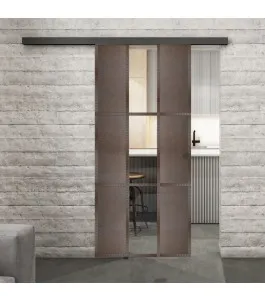 Glasschiebetür BLACK-LINE Loft Rosteisen Genietet 36 Auf Klarglas