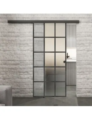 Glasschiebetür BLACK-LINE Loft Schwarzeisen Genietet 09 Blickdicht