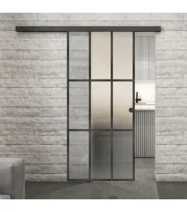 Glasschiebetür BLACK-LINE Loft Schwarzeisen Genietet 11 Blickdicht