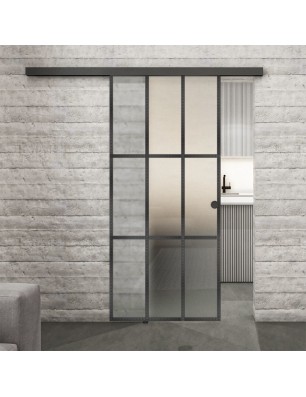 Glasschiebetür BLACK-LINE Loft Schwarzeisen Genietet 11 Blickdicht