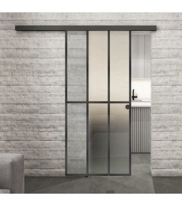 Glasschiebetür BLACK-LINE Loft Schwarzeisen Genietet 12 Blickdicht
