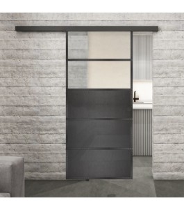 Glasschiebetür BLACK-LINE Loft Schwarzeisen Genietet 13 Blickdicht
