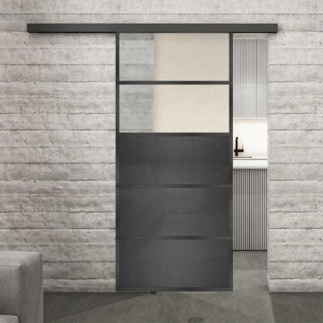 Glasschiebetür BLACK-LINE Loft Schwarzeisen Genietet 13 Blickdicht