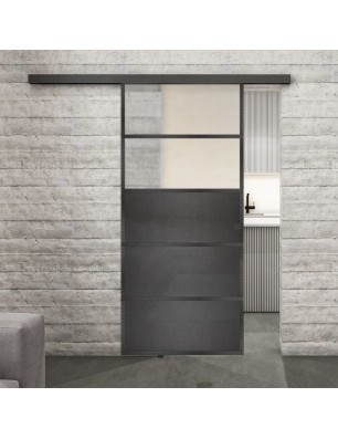 Glasschiebetür BLACK-LINE Loft Schwarzeisen Genietet 13 Blickdicht