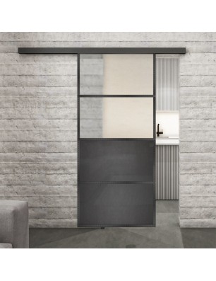 Glasschiebetür BLACK-LINE Loft Schwarzeisen Genietet 14 Blickdicht