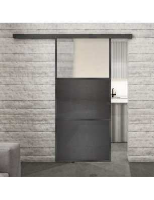 Glasschiebetür BLACK-LINE Loft Schwarzeisen Genietet 15 Blickdicht