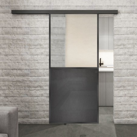 Glasschiebetür BLACK-LINE Loft Schwarzeisen Genietet 16 Blickdicht