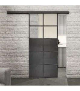 Glasschiebetür BLACK-LINE Loft Schwarzeisen Genietet 17 Blickdicht