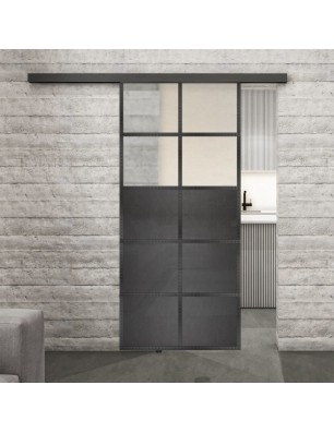Glasschiebetür BLACK-LINE Loft Schwarzeisen Genietet 17 Blickdicht