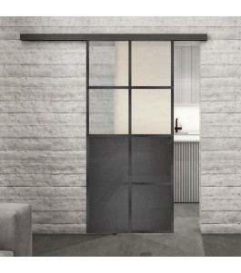 Glasschiebetür BLACK-LINE Loft Schwarzeisen Genietet 18 Blickdicht
