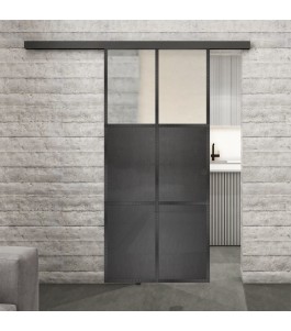 Glasschiebetür BLACK-LINE Loft Schwarzeisen Genietet 19 Blickdicht