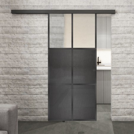 Glasschiebetür BLACK-LINE Loft Schwarzeisen Genietet 19 Blickdicht