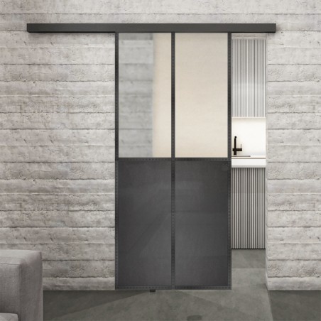 Glasschiebetür BLACK-LINE Loft Schwarzeisen Genietet 20 Blickdicht