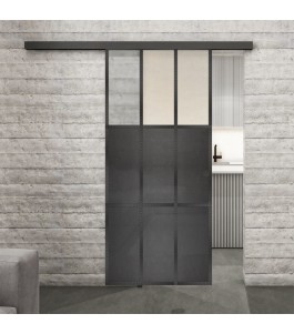 Glasschiebetür BLACK-LINE Loft Schwarzeisen Genietet 23 Blickdicht