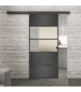 Glasschiebetür BLACK-LINE Loft Schwarzeisen Genietet 25 Blickdicht