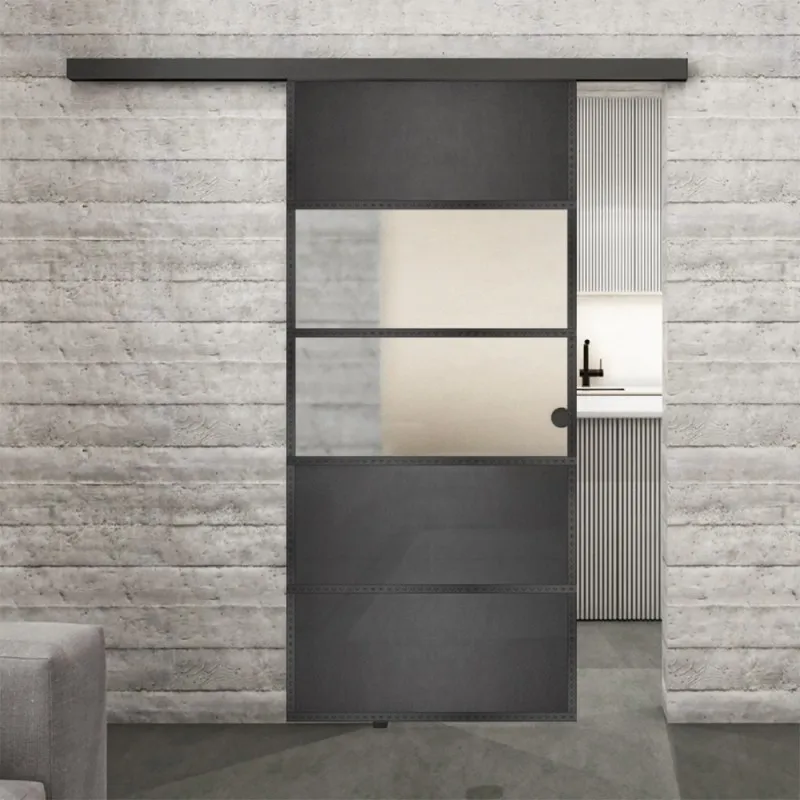 Glasschiebetür BLACK-LINE Loft Schwarzeisen Genietet 25 Blickdicht