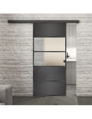 Glasschiebetür BLACK-LINE Loft Schwarzeisen Genietet 25 Blickdicht