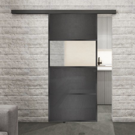 Glasschiebetür BLACK-LINE Loft Schwarzeisen Genietet 26 Blickdicht