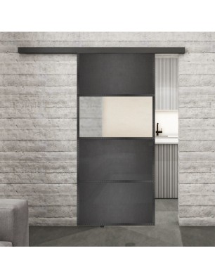 Glasschiebetür BLACK-LINE Loft Schwarzeisen Genietet 26 Blickdicht