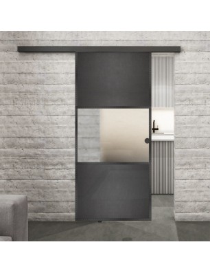 Glasschiebetür BLACK-LINE Loft Schwarzeisen Genietet 27 Blickdicht