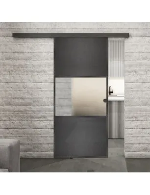 Glasschiebetür BLACK-LINE Loft Schwarzeisen Genietet 27 Blickdicht