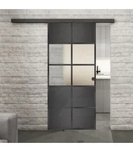 Glasschiebetür BLACK-LINE Loft Schwarzeisen Genietet 28 Blickdicht