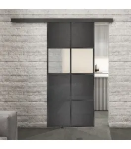 Glasschiebetür BLACK-LINE Loft Schwarzeisen Genietet 29 Blickdicht