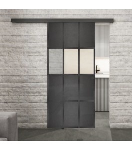 Glasschiebetür BLACK-LINE Loft Schwarzeisen Genietet 32 Blickdicht