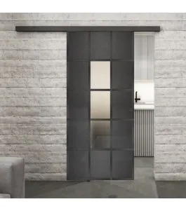 Glasschiebetür BLACK-LINE Loft Schwarzeisen Genietet 34 Blickdicht