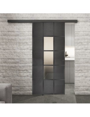 Glasschiebetür BLACK-LINE Loft Schwarzeisen Genietet 34 Blickdicht