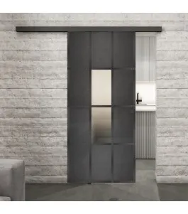 Glasschiebetür BLACK-LINE Loft Schwarzeisen Genietet 35 Blickdicht