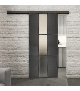 Glasschiebetür BLACK-LINE Loft Schwarzeisen Genietet 36 Blickdicht