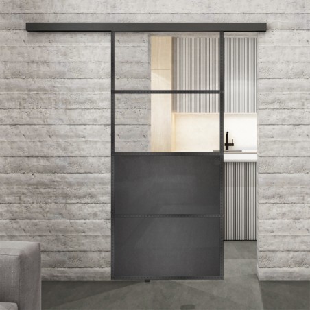 Glasschiebetür BLACK-LINE Loft Schwarzeisen Genietet 14 Auf Klarglas