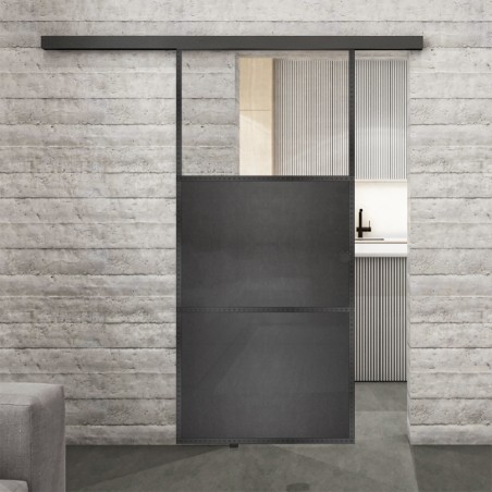 Glasschiebetür BLACK-LINE Loft Schwarzeisen Genietet 15 Auf Klarglas