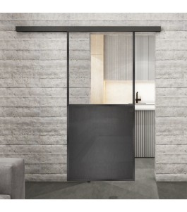 Glasschiebetür BLACK-LINE Loft Schwarzeisen Genietet 16 Auf Klarglas