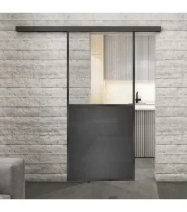 Glasschiebetür BLACK-LINE Loft Schwarzeisen Genietet 16 Auf Klarglas