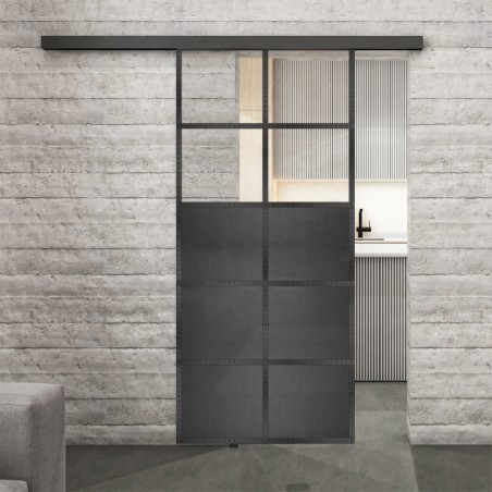 Glasschiebetür BLACK-LINE Loft Schwarzeisen Genietet 17 Auf Klarglas