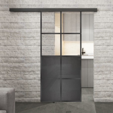 Glasschiebetür BLACK-LINE Loft Schwarzeisen Genietet 18 Auf Klarglas