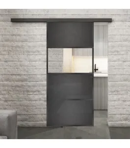 Glasschiebetür BLACK-LINE Loft Schwarzeisen Genietet 26 Auf Klarglas