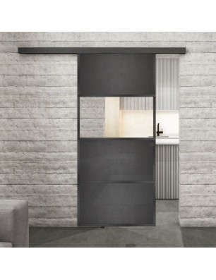Glasschiebetür BLACK-LINE Loft Schwarzeisen Genietet 26 Auf Klarglas