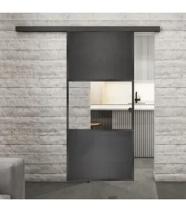 Glasschiebetür BLACK-LINE Loft Schwarzeisen Genietet 27 Auf Klarglas